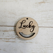 Load image into Gallery viewer, St Patrick's Day Lucky (Script) Macrame Earrings