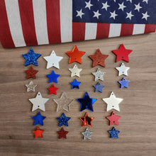 Load image into Gallery viewer, Acrylic Patriotic Tapered Triple Star Drops