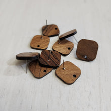 Load image into Gallery viewer, Walnut Wood Rounded Square Stud with Post, 16mm - 304 Stainless Steel