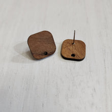 Load image into Gallery viewer, Walnut Wood Rounded Square Stud with Post, 16mm - 304 Stainless Steel