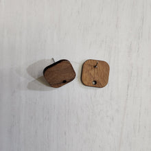 Load image into Gallery viewer, Walnut Wood Rounded Square Stud with Post, 16mm - 304 Stainless Steel