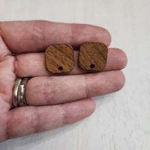 Load image into Gallery viewer, Walnut Wood Rounded Square Stud with Post, 16mm - 304 Stainless Steel