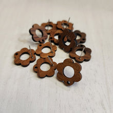 Load image into Gallery viewer, Walnut Wood Hollow Flower Stud with Post, 17.5mm - 304 Stainless Steel