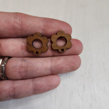 Load image into Gallery viewer, Walnut Wood Hollow Flower Stud with Post, 17.5mm - 304 Stainless Steel