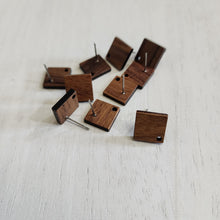 Load image into Gallery viewer, Walnut Wood Rhombus Stud with Post, 17mm - 304 Stainless Steel
