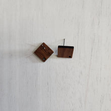 Load image into Gallery viewer, Walnut Wood Rhombus Stud with Post, 17mm - 304 Stainless Steel
