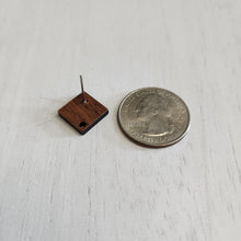 Load image into Gallery viewer, Walnut Wood Rhombus Stud with Post, 17mm - 304 Stainless Steel
