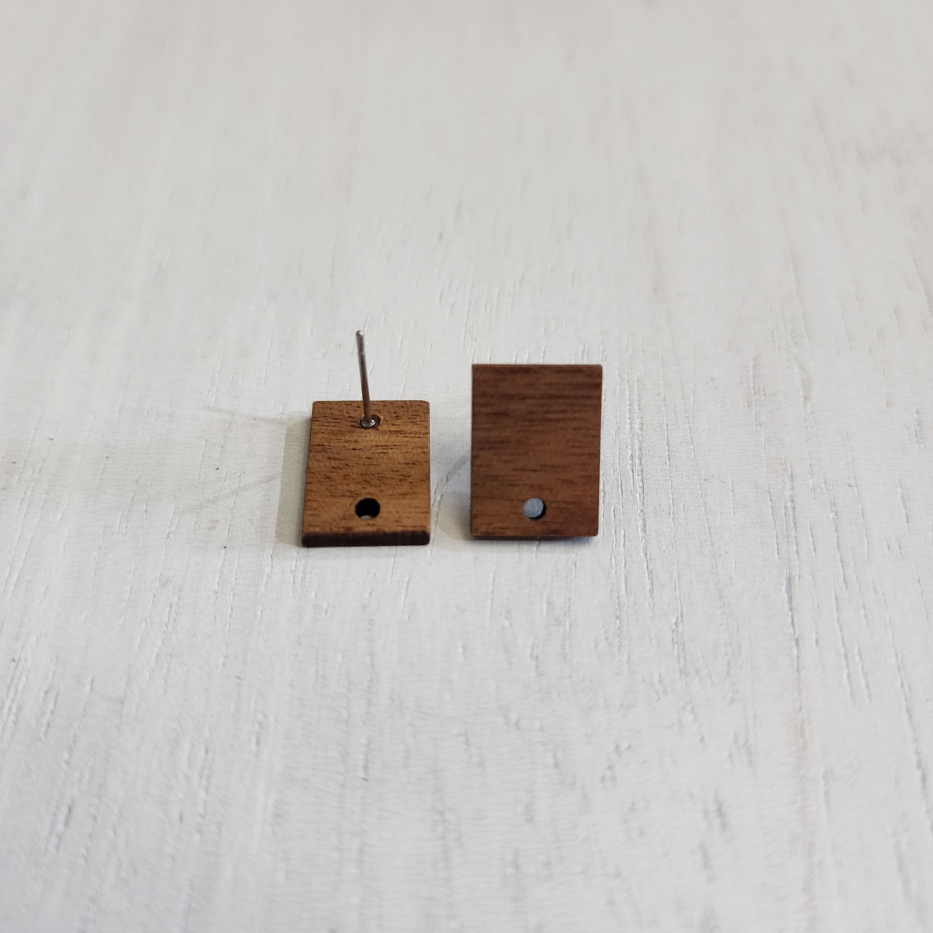 Walnut Wood Wide Rectangle Stud with Post - 304 Stainless Steel ...