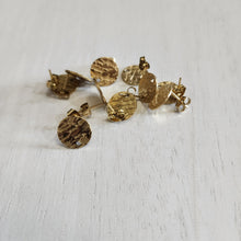 Load image into Gallery viewer, Textured Round Stud with Post, 12mm - GOLD, Ion Plated 304 Stainless Steel
