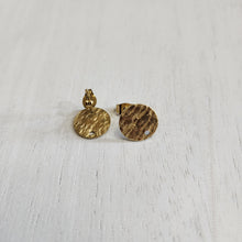 Load image into Gallery viewer, Textured Round Stud with Post, 12mm - GOLD, Ion Plated 304 Stainless Steel
