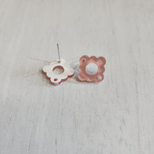 Load image into Gallery viewer, Acrylic Pink Glitter Scalloped Diamond Stud with Post - 304 Stainless Steel
