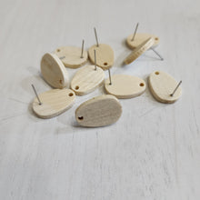 Load image into Gallery viewer, Birch Wood Oval Stud with Post - 304 Stainless Steel
