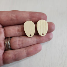 Load image into Gallery viewer, Birch Wood Oval Stud with Post - 304 Stainless Steel
