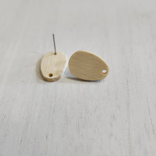 Load image into Gallery viewer, Birch Wood Oval Stud with Post - 304 Stainless Steel
