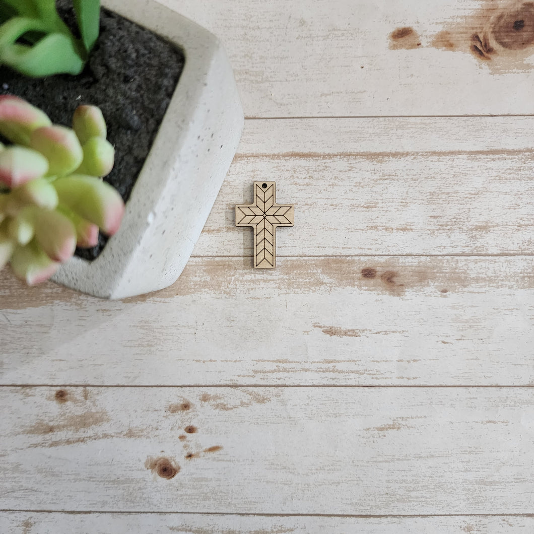 Barn Quilt Cross Earrings