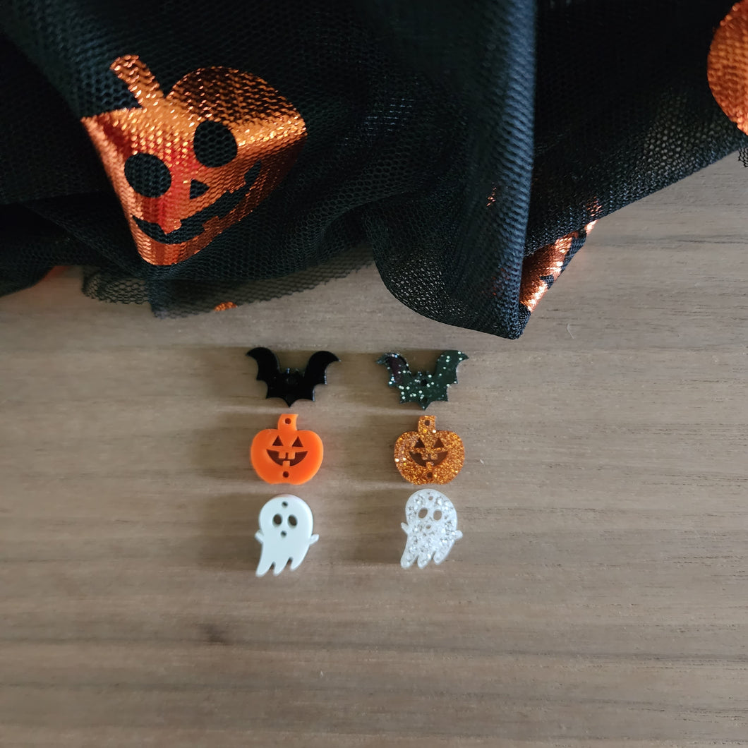 Halloween Acrylic Triple Bat, Pumpkin, & Ghost Drops