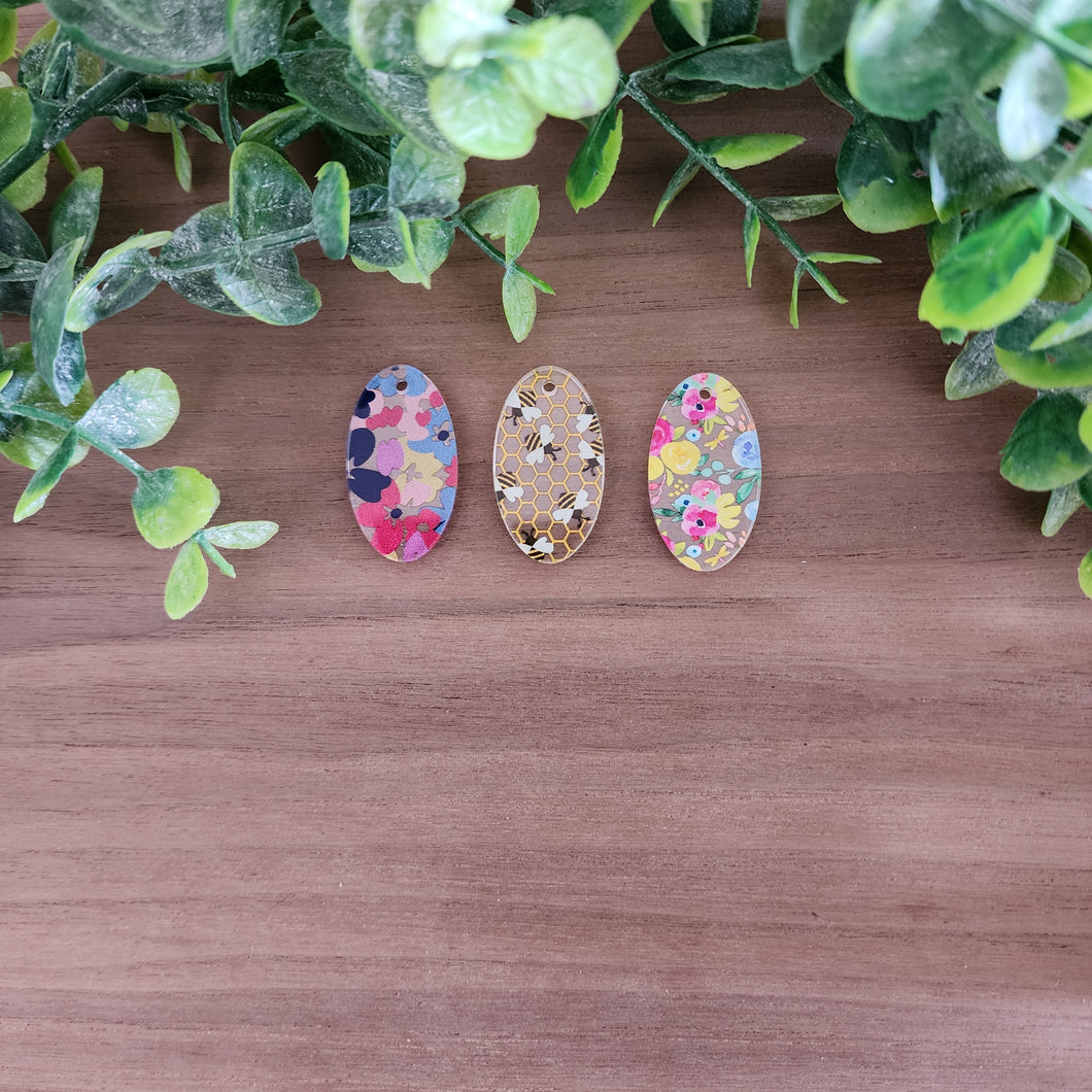 Patterned Acrylic Oval Drops