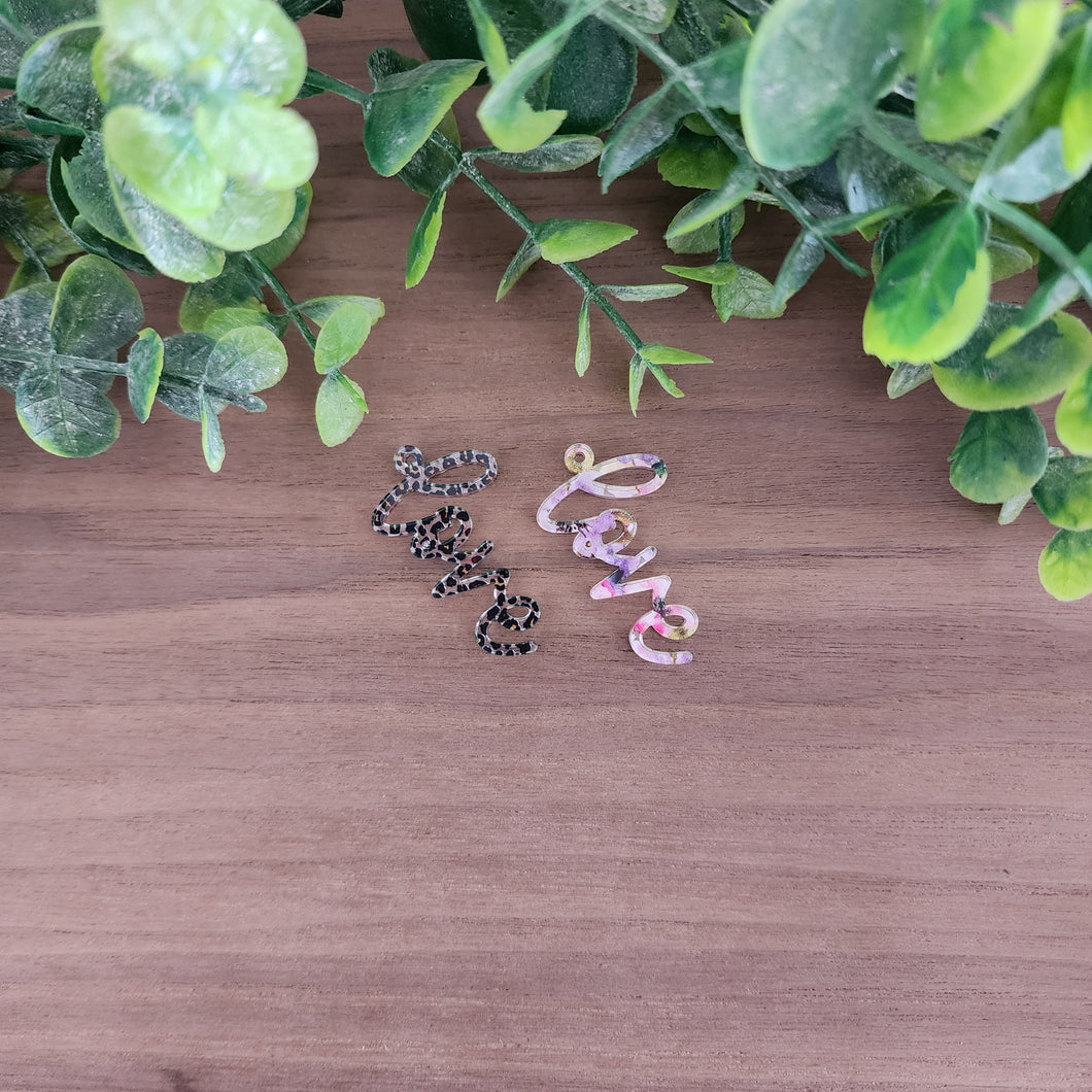 Patterned Acrylic Love Script Drops