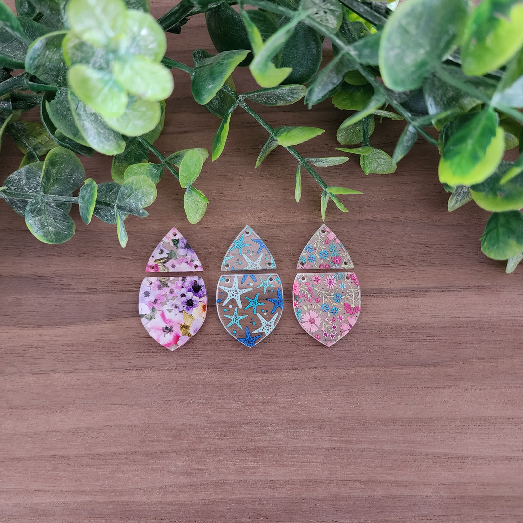 Patterned Acrylic Rounded Split Teardrops