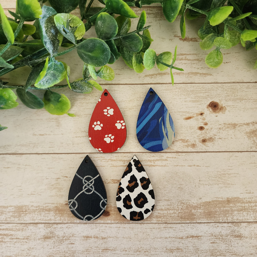 Patterned Wood Classic Teardrops