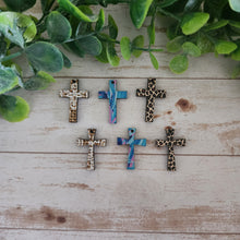 Load image into Gallery viewer, Patterned Wood Cross Drops
