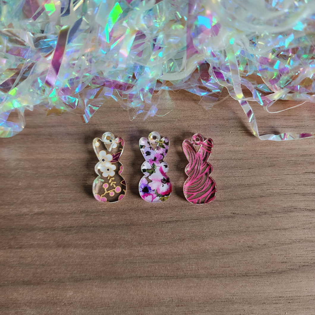 Patterned Acrylic Easter Marshmallow Bunny Drops