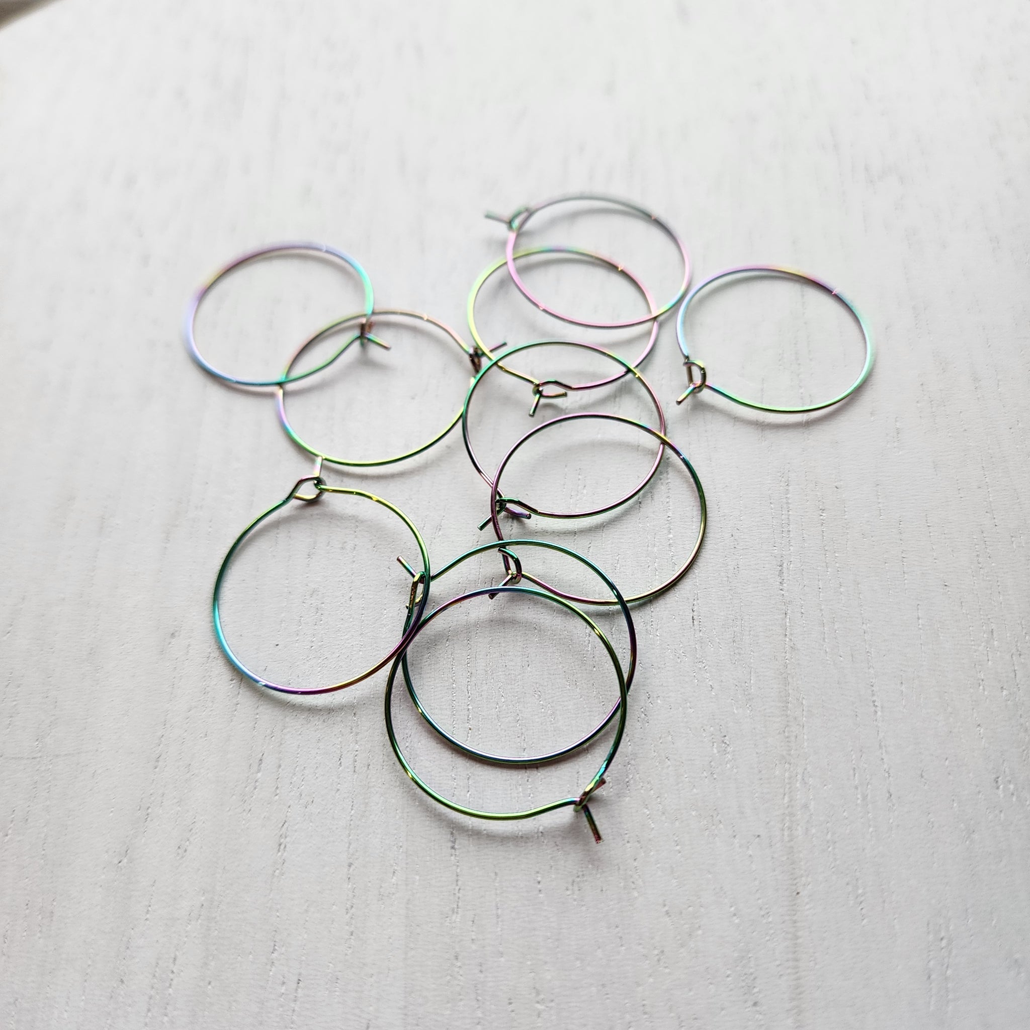 Hypoallergenic Round Hoop Earrings Rainbow, 25mm Stainless Steel - 1 Pair - Canada