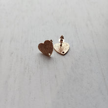 Load image into Gallery viewer, Textured Heart Stud with Post, 12mm - ROSE GOLD, Ion Plated 304 Stainless Steel
