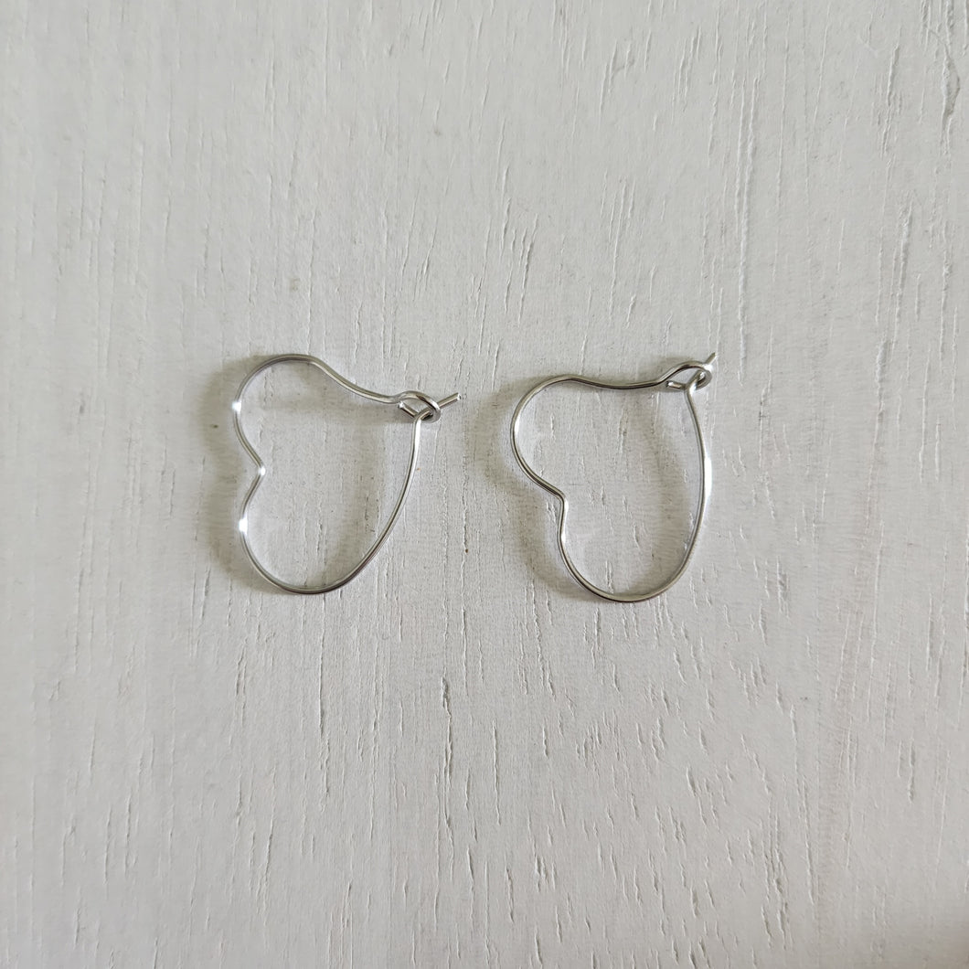 Heart Hoop Earring Finding, 22mm - STAINLESS STEEL, 304 Stainless Steel