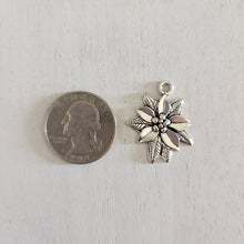 Load image into Gallery viewer, Christmas Poinsettia Charm/Pendant - SILVER
