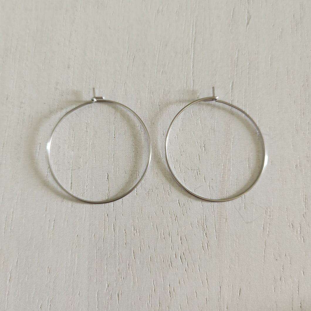 Hoop Earring Finding, 30mm - STAINLESS STEEL, 316 Stainless Steel