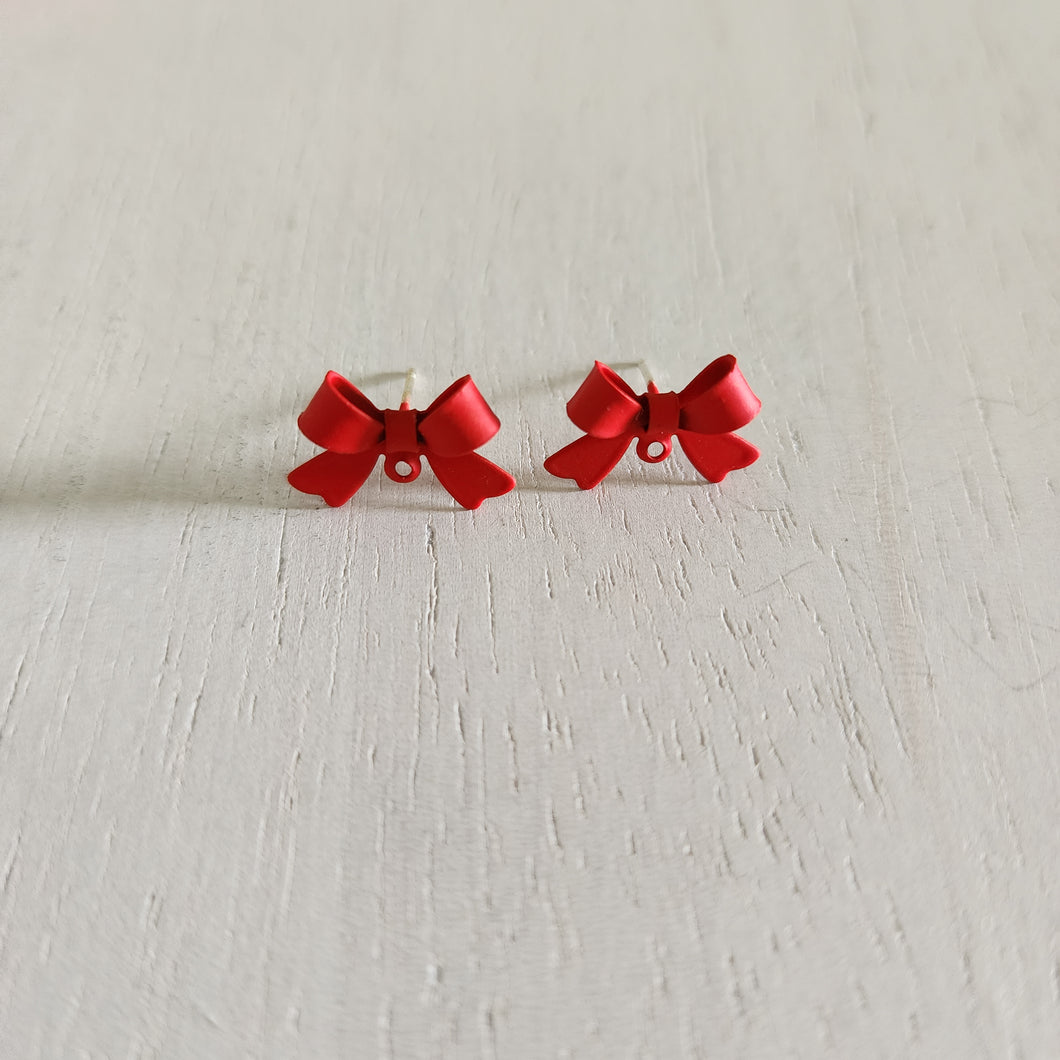 Bow Stud with Post - RED, Alloy with 925 Sterling Silver Post