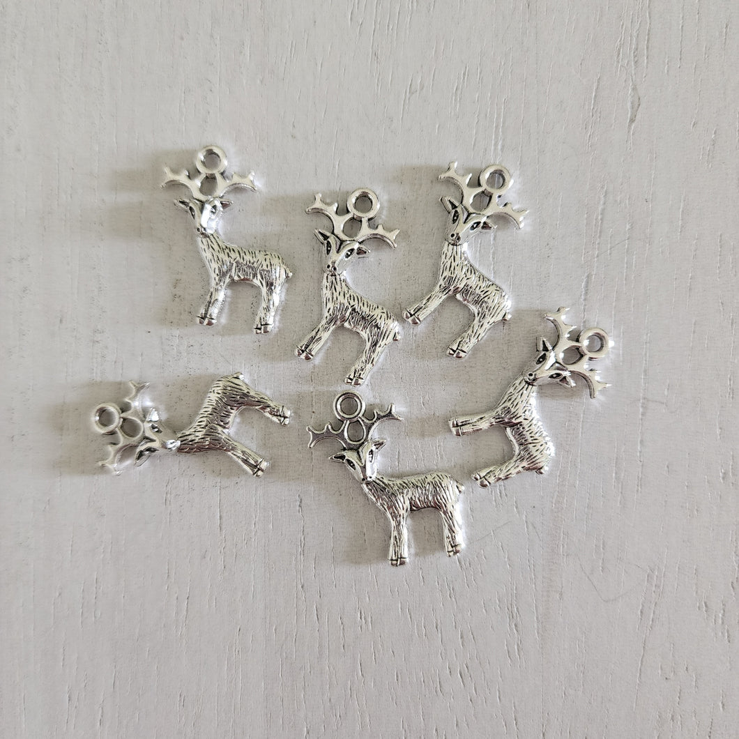 Small Reindeer Double Sided Charm/Pendant - SILVER