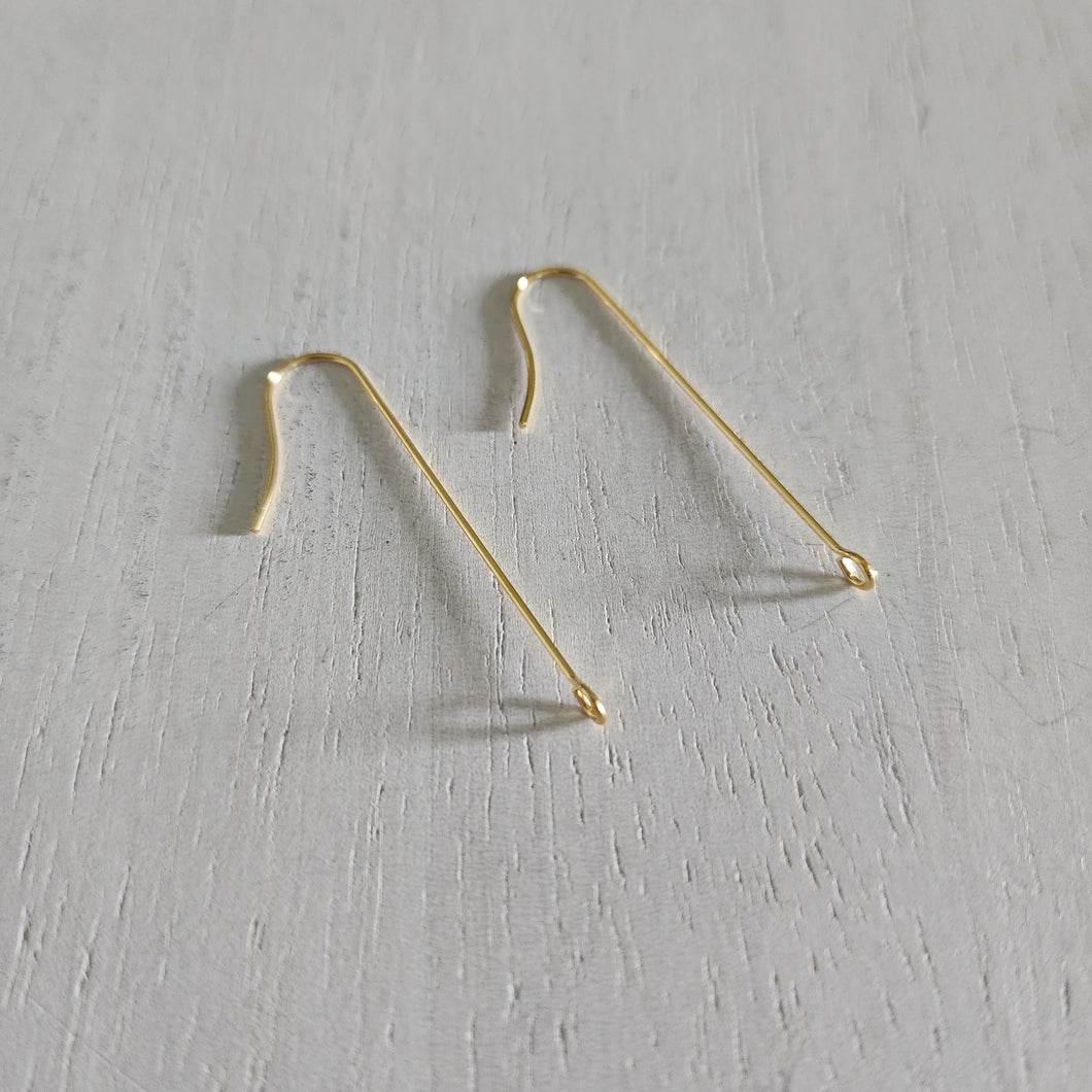 Extra Long Stem Ear Wires with Front Facing Loop - GOLD, 316 Stainless Steel