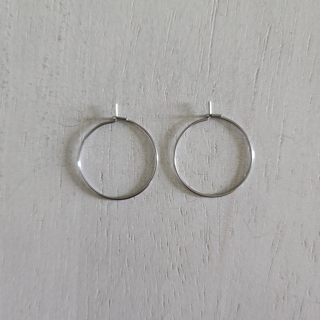 Hoop Earring Finding, 20mm - STAINLESS STEEL, 316 Stainless Steel