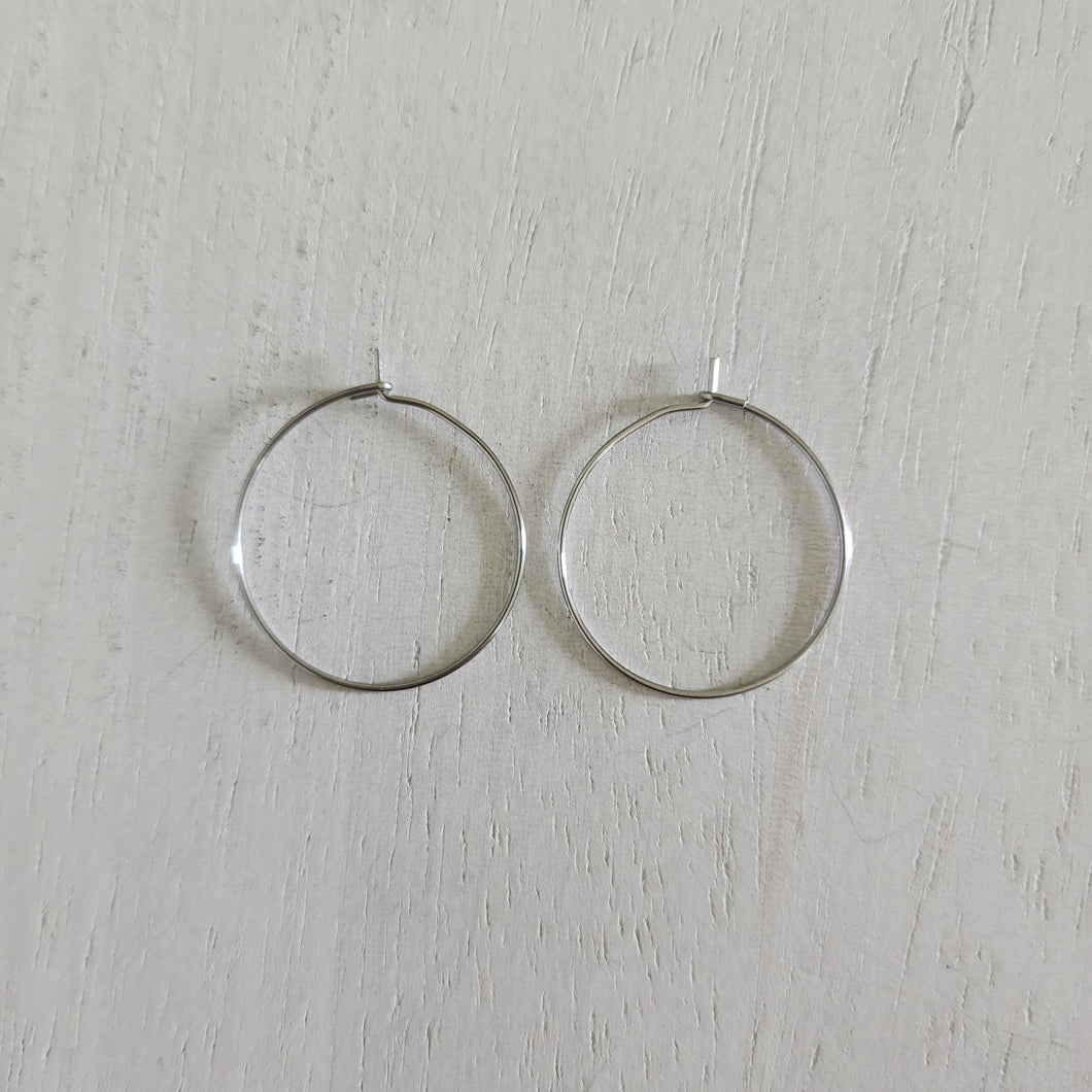 Hoop Earring Finding, 25mm - STAINLESS STEEL, 316 Stainless Steel