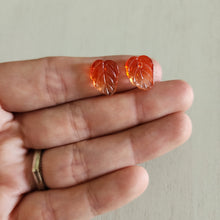 Load image into Gallery viewer, Glass Leaf Transparent Two Tone Charm/Pendant - DARK ORANGE, Glass
