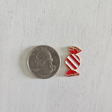 Load image into Gallery viewer, Christmas Red &amp; White Enamel Striped Candy Charm/Pendant- GOLD, RED, WHITE
