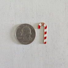 Load image into Gallery viewer, Christmas Red &amp; White Enamel Candy Cane Charm/Pendant- GOLD, RED, WHITE
