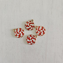 Load image into Gallery viewer, Christmas Red &amp; White Enamel Twisted Spiral Mint Charm/Pendant- GOLD, RED, WHITE
