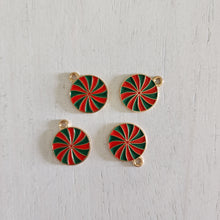 Load image into Gallery viewer, Christmas Red &amp; Green Enamel Mint Charm/Pendant- GOLD, RED, GREEN
