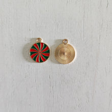 Load image into Gallery viewer, Christmas Red &amp; Green Enamel Mint Charm/Pendant- GOLD, RED, GREEN
