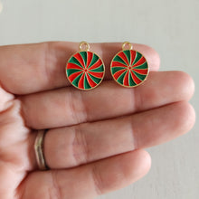 Load image into Gallery viewer, Christmas Red &amp; Green Enamel Mint Charm/Pendant- GOLD, RED, GREEN
