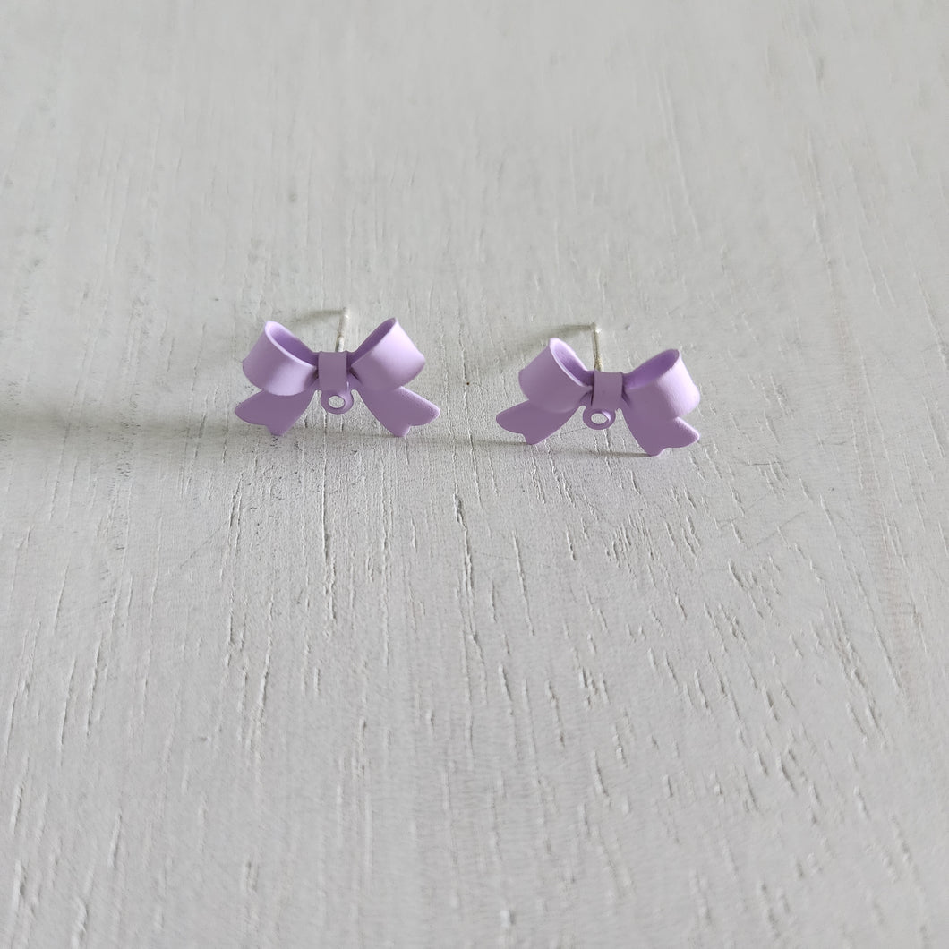 Bow Stud with Post - LAVENDER, Alloy with 925 Sterling Silver Post