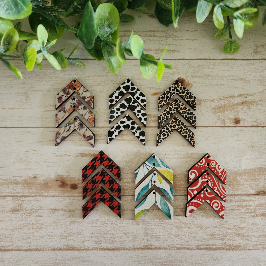 Patterned Wood Triple Chevron Drops