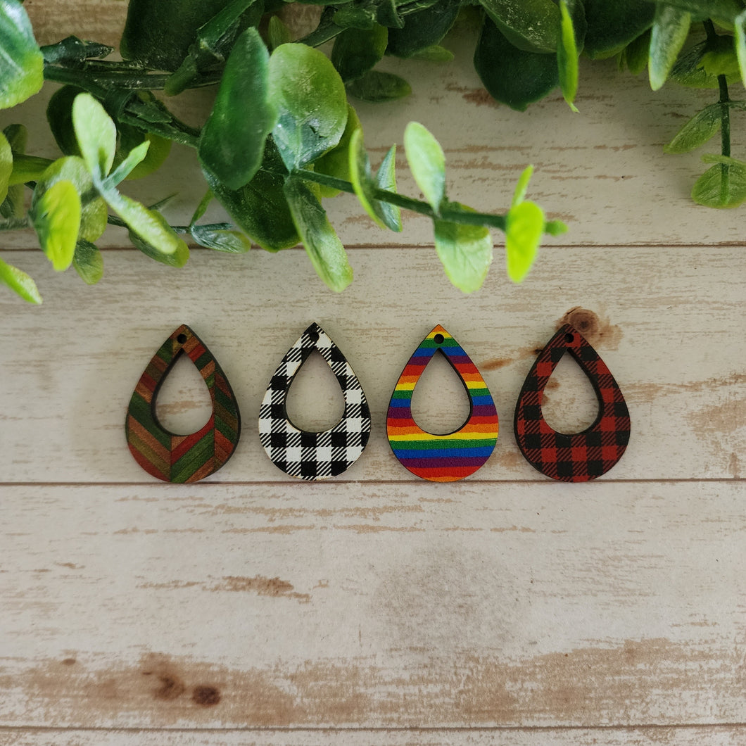 Patterned Wood Cutout Teardrops