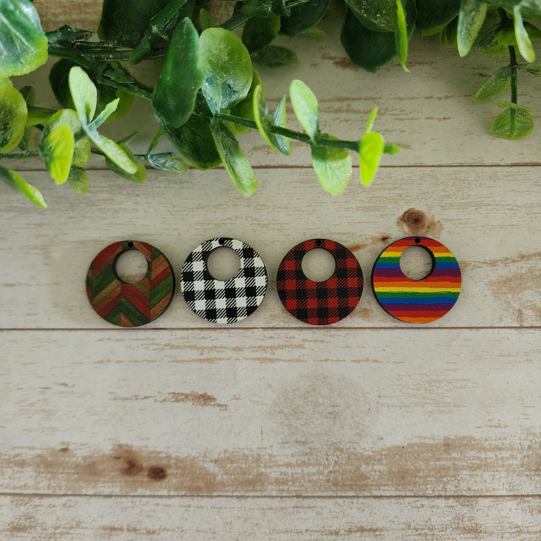 Patterned Wood Cutout Round Drops