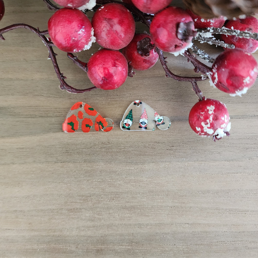 Patterned Acrylic Christmas Santa Hat Drops