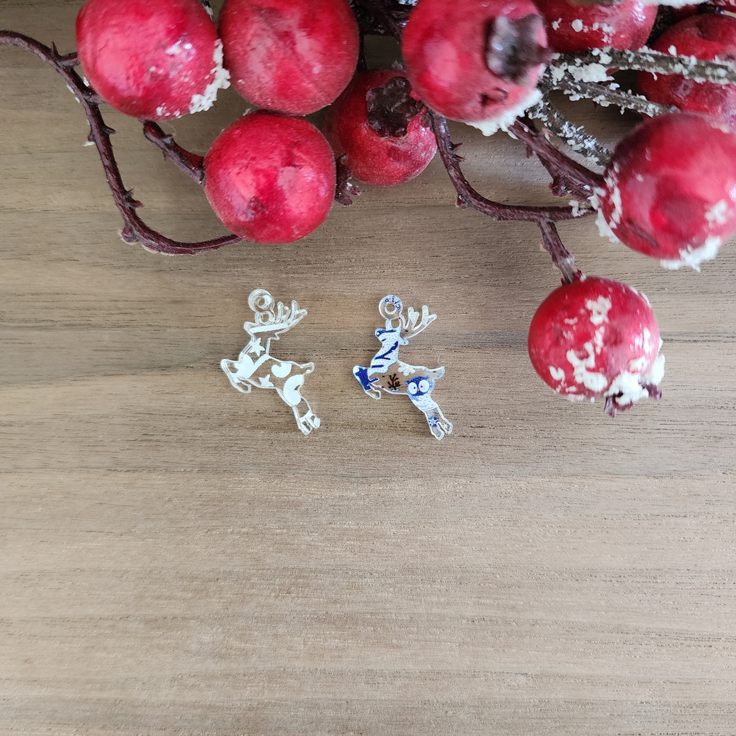 Patterned Acrylic Christmas Reindeer Drops