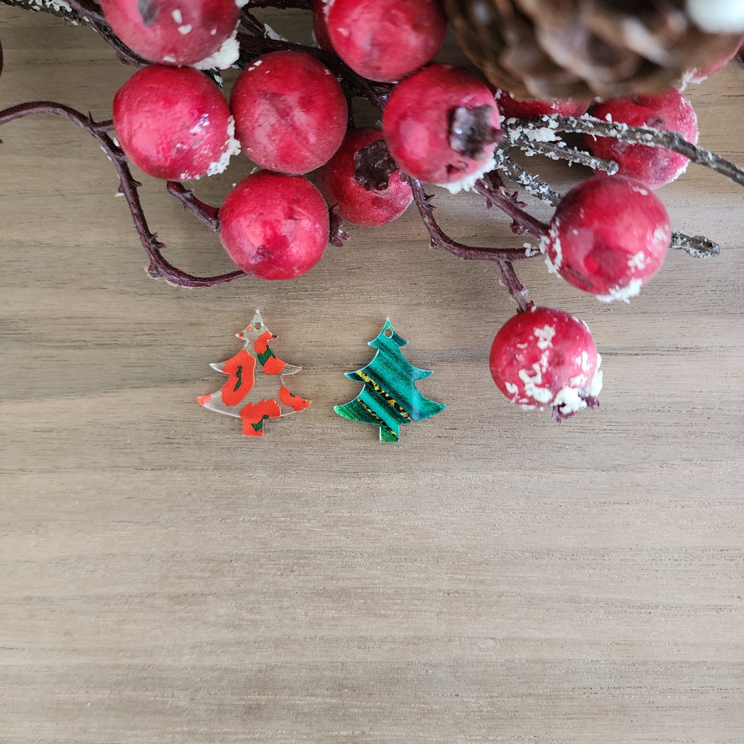 Patterned Acrylic Christmas Classic Tree Drops